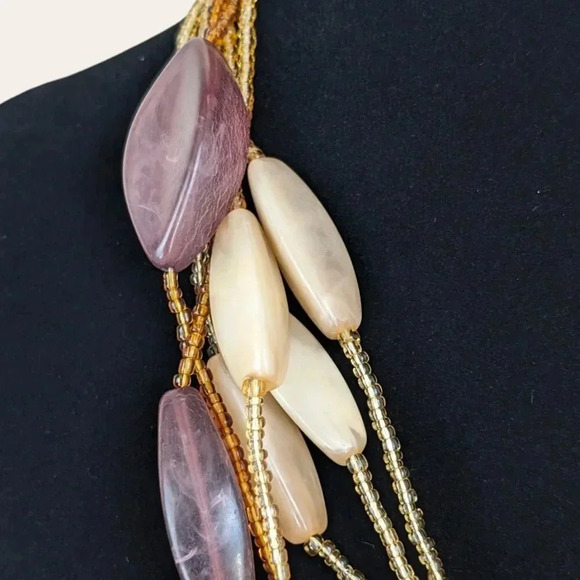 (2/$20) Beaded 6-Strand Oval Necklace - Picture 3 of 5